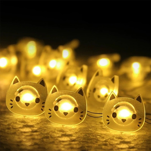 Imagen 6 de 7 de Led Gatito Guirnaldas Kawaii