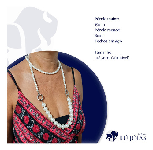 Colar Pérola Masculino Feminino Gargantilha Moda Ajustável
