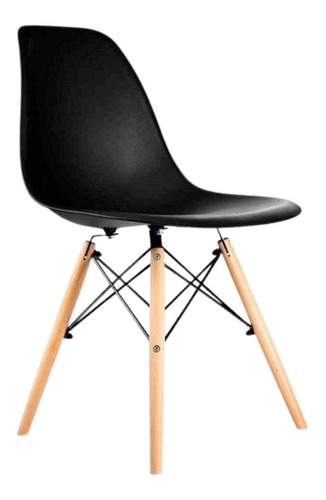 Silla De Comedor Eames Polipropileno Pata Madera Natural Nórdica Negra Ballsellings