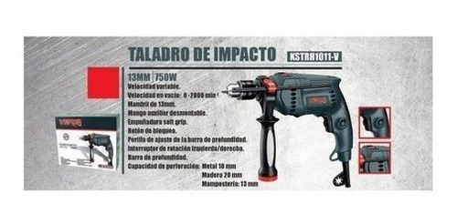 Imagen 5 de 6 de Taladro De Impacto Versa Industrial 13 Mm 750 W 3 Años De Ga