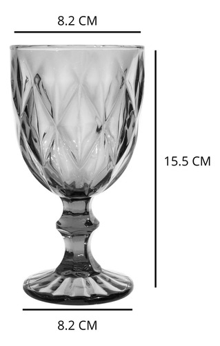 Copas Vidrio Vino Tinto Labrada Agua Cristal 245 Ml Vittori Humo/4 Piezas