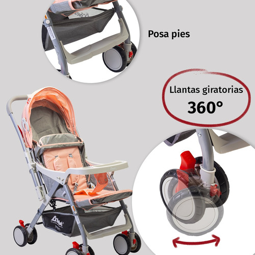 Carriola Reversible Para Bebé D Bebe Bm Rosa Rosa