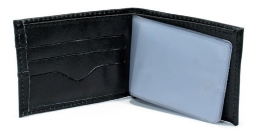Carteira Masculina Slim Fecho Em Elastico Em Couro Legitimo Cor Preto