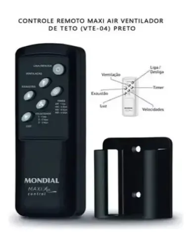 Controle Remoto Preto Vte 04 Mondial | Parcelamento sem juros