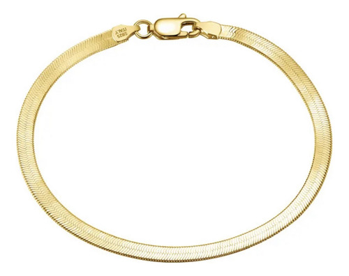 Pulsera De Plata 925 Oro 18k Dorada Fina Serpiente Mujer Dorado