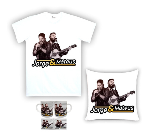Imagem 1 de 1 de Kit Camiseta, Almofada E Caneca Jorge E Mateus