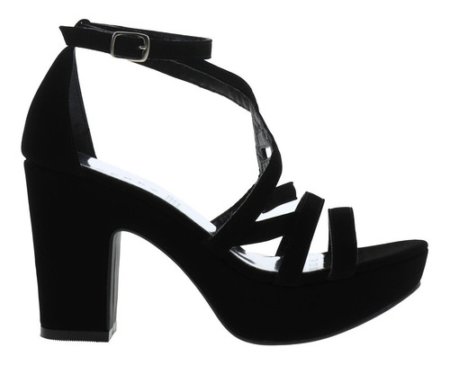 Zapatos De Tacón Elegantes Casuales Negro Ante