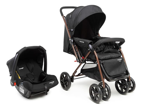 Travel System Choice Voyage Cor Preto/bronze Chassi Preto