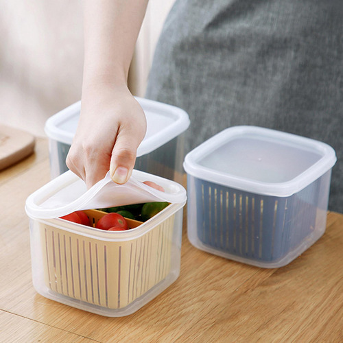 Organizador De Alimentos Para Refrigerador Con Tapa Azul