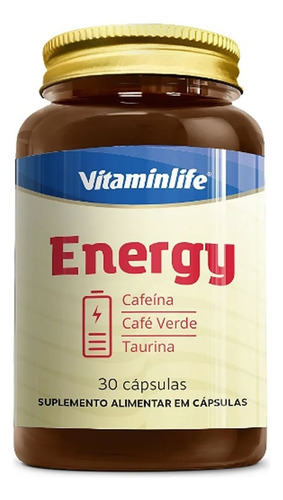 Energy - Cafeína, Café Verde E Taurina 30 Caps - Vitaminlife