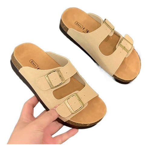 Sandalias De Corcho Playa De Verano Con Hebilla Ajustable