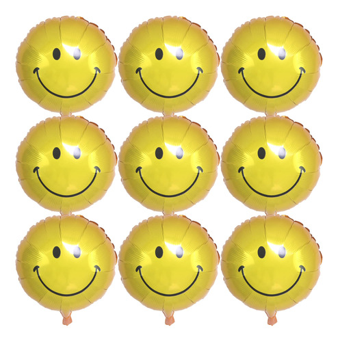 10 Paquete De 18 Pulgadas Cara Sonriente Amarilla Mylar Glob