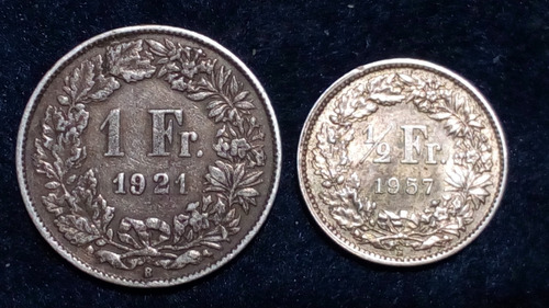 Monedas Suiza Lote De 2 Unid. Plata