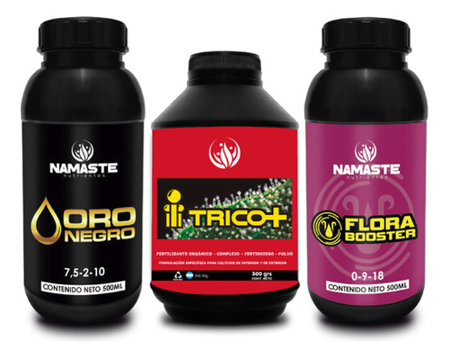 Kit Fertilizantes Namaste Oro Negro Flora Booster Trico+