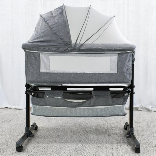 Cuna Colecho Para Bebé Con Mosquitero Con Ruedas Gris