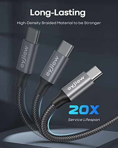 Cable Corto De Usb C A Usb C De Eyjiew, 2 Pies [paquete De 2