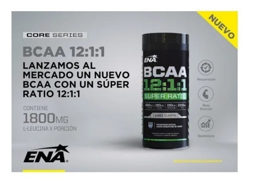 Imagen 2 de 6 de Bcaa 12:1:1 Ena Sport 120 Comprimidos Mundo Gym Combo X 3 Un