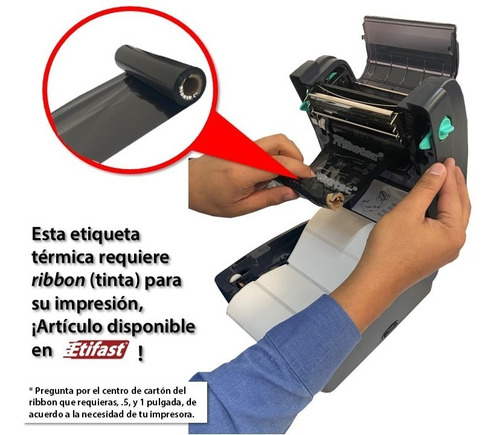 Etiqueta Bopp Plástica 2x1 - 51x25 Mm Rollo 2,500 Pzas C1