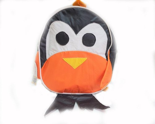 Mochila Infantil Forma Pinguino Escolar Jardin Espalda