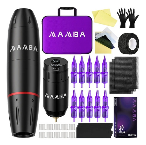 Kit Pen Maquina Tatuaje Tattoo Inalmbrica Profesional Mamba 