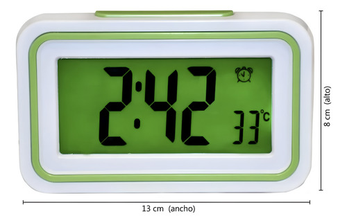 Reloj Digital Despertador Inteligente Mesa Viaje Temperatura Verde