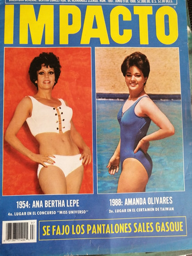 Revista Impacto 1988 Portada Ana Bertha Lepe Miss Universo