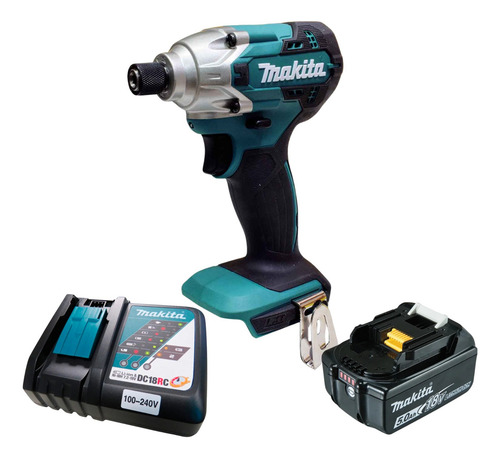 Parafusadeira Makita Impacto Dtd156 Bateria 18v 5ah+carg Ra Cor Azul-turquesa