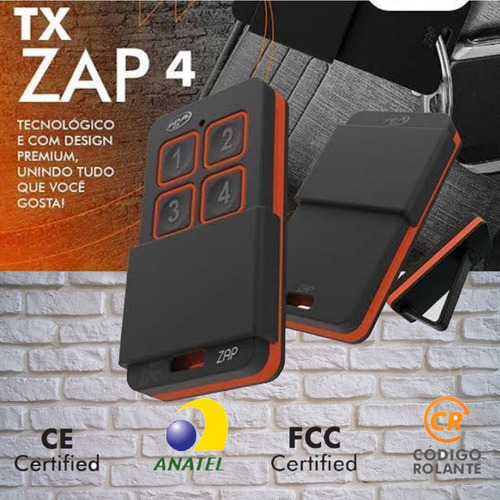 Kit 2 Controles Remoto Tx Zap Laranja Ppa 4 Botões 433mhz