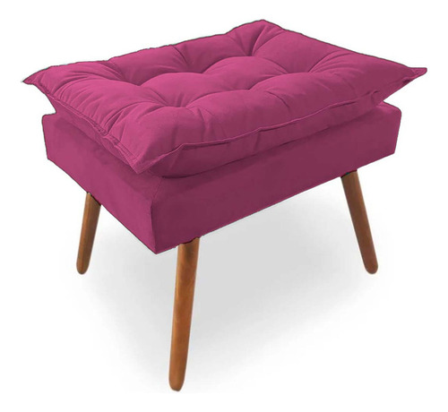 Kit 2 Puff Decorativo Retangular Para Sala Opala Suede Rosa Rosa