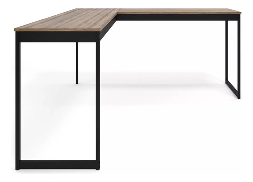 Escrivaninha Mesa Em L Industrial De Canto Nórdico Meslmagn 150x74x45 Vintage Ferro E Madeira Laminado Com Preto Sofa Sogude
