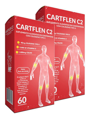 Kit Cartflen C2 Colageno Tipo Ii Hf Suplements 2x 60 Comp