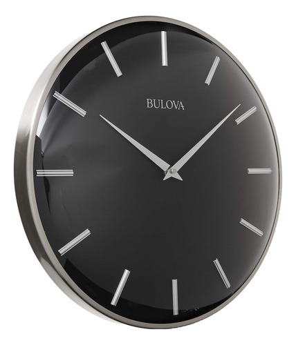 Bulova C4849 Metro Reloj De Pared, Peltre Negro Satinado