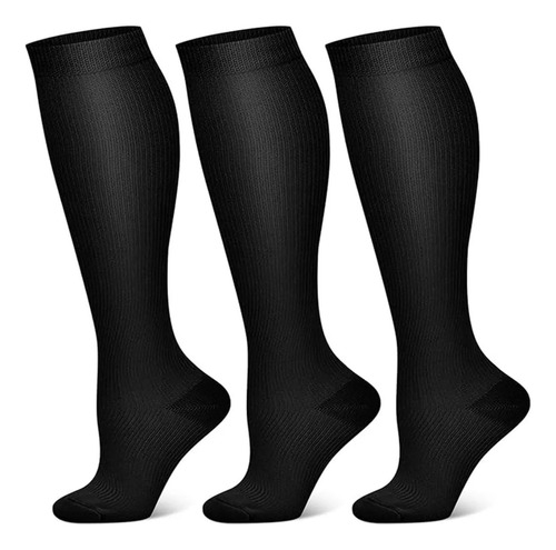 Calcetines Medias De Compresion Anti Varices Pack 3 Negro