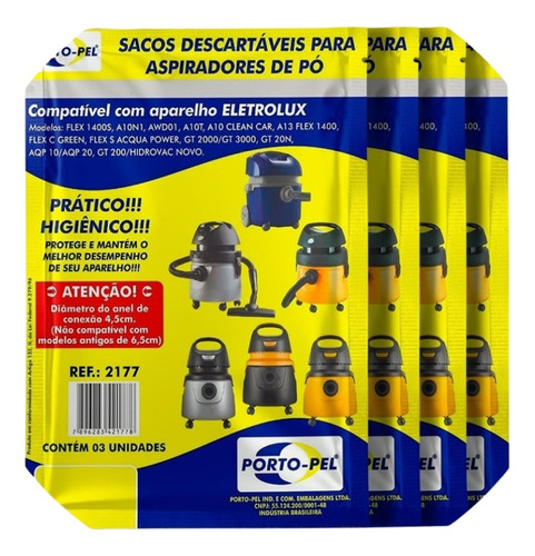 Kit 4 Saco Filtro Aspirador Electrolux Flex 1400 / Hidrovac