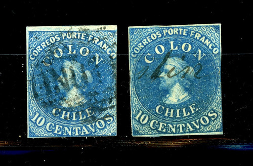 Sellos Postales De Chile. Primera Emisión N° 11 Años 1861-62