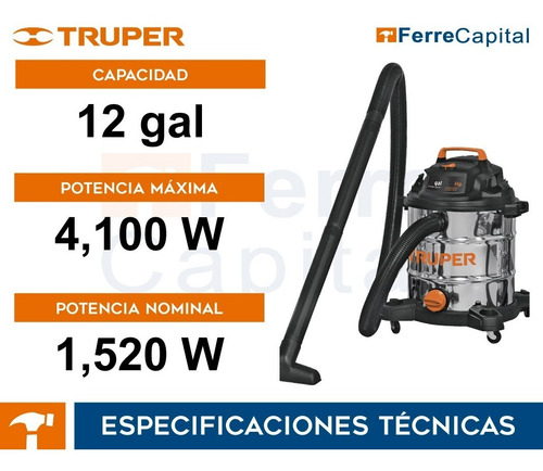 Aspiradora Sólidos Y Líquidos 5 Gal Acero Inox Truper 101523