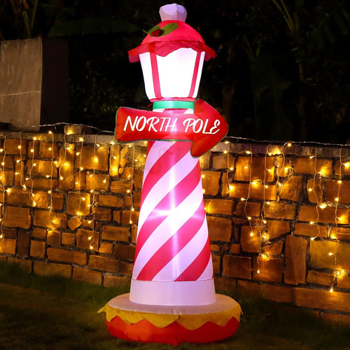 Inflable De Navidad Faro Del Polo Norte Rojo Para Patio