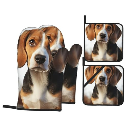 Conjunto Lindo De Guantes Y Agarraderas De Perro Beagle