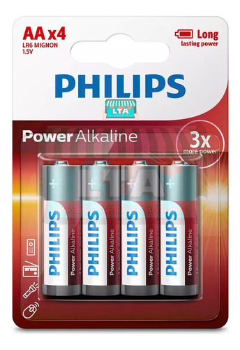 Pilas Alcalinas Aa Philips Power Alkaline Blister X 4 Uds.