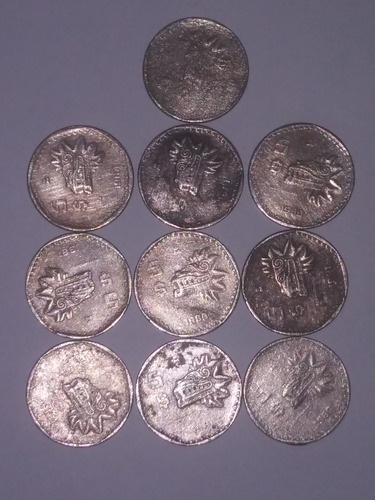 Lote De 10 Monedas De $5 Pesos Mexicanos 1980-1986