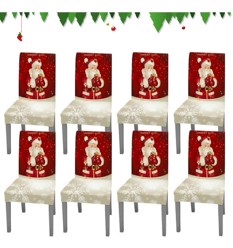 8 Fundas Comedor Sillas Asiento Adorno Navideños Decoración