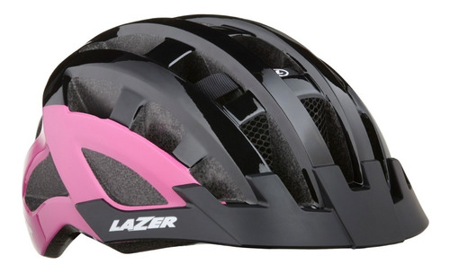 Casco Lazer Negro/rosa Malla Contra Insectos - Luz Led Roja