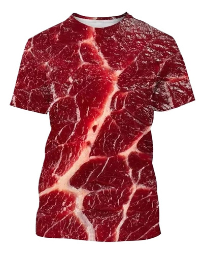 Camiseta De Manga Corta Con Estampado 3d De Carne Fresca