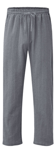 Pantalones Casuales Linoalgodón A Rayas Para Hombre Cordón