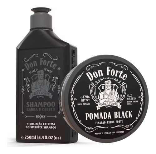 Kit Shampoo Hidratación + Pomada Black Cabello | Barba Forte