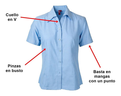 Imagen 4 de 6 de Blusa Oxford Cuello V Manga Corta