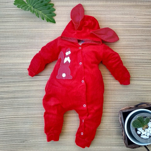 Imagem 6 de 7 de Macacão De Plush Para Bebê Com Capuz Bichinhos Com Orelhas