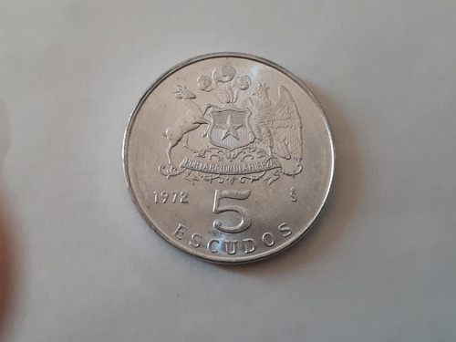 Imagen 1 de 2 de Moneda Chile 5 Escudos 1972 Al Unc(240ch