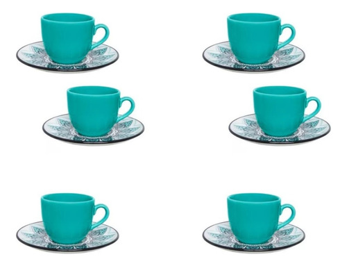 Taza Con Plato De Te Diseño Decorado X 6