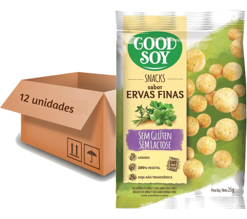 12x Snacks De Soja Goodsoy Sabor Ervas Finas 25g